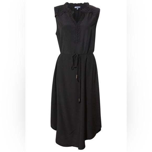 Democracy Black Woven Tank Dress with Tie - Picture 1 of 8